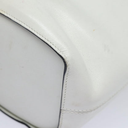 Celine Circle logo Leather, WHITE, LEATHER, Shoulder bag