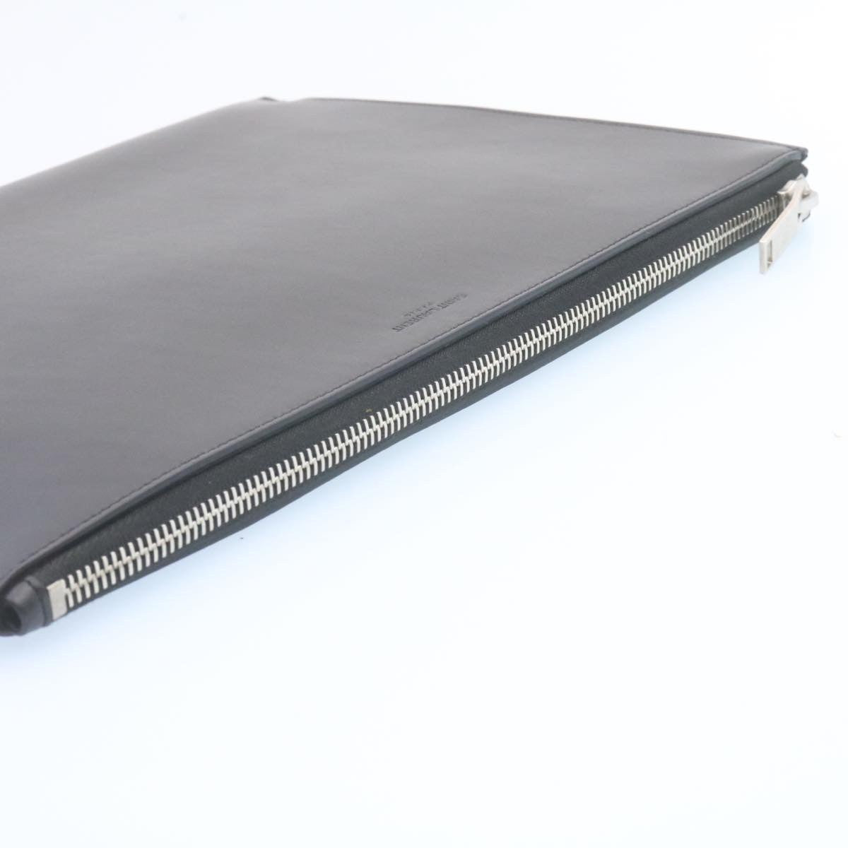 Saint Laurent Zip Pouch Leather, BLACK, LEATHER, Clutche & pouche