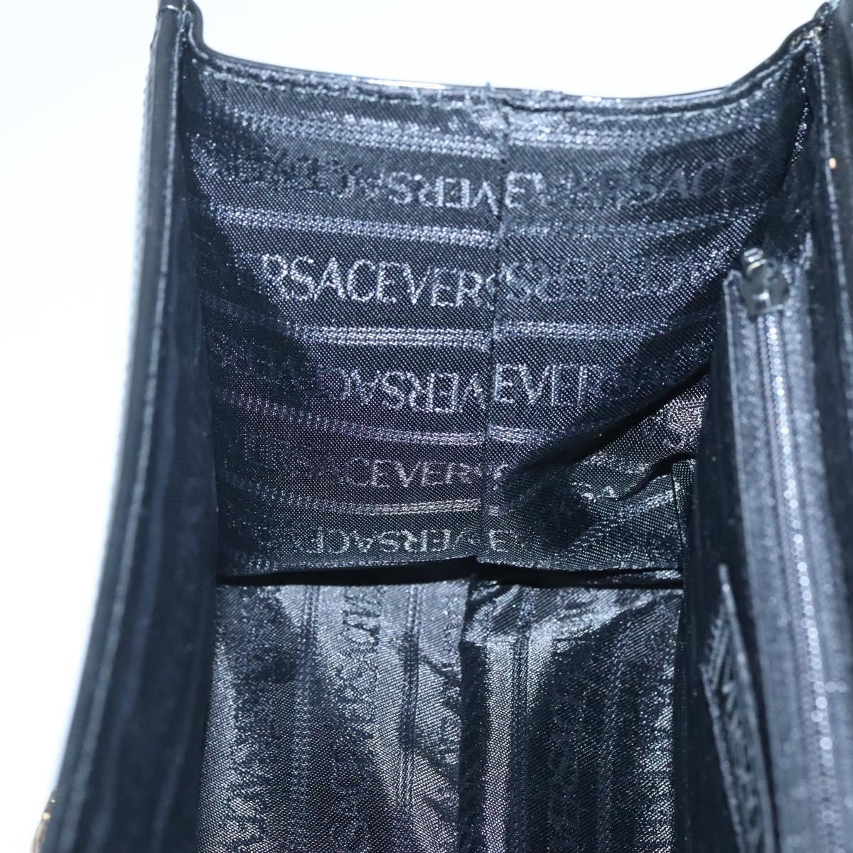 Versace Vintage Box Handle Bag Patent, BLACK, PATENT_LEATHER, Handbag