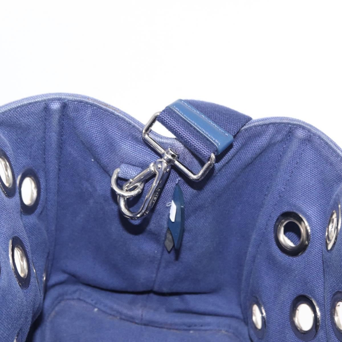 Prada Canapa Convertible Tote Grommet Embellished Canvas, BLUE, CANVAS, Tote bag