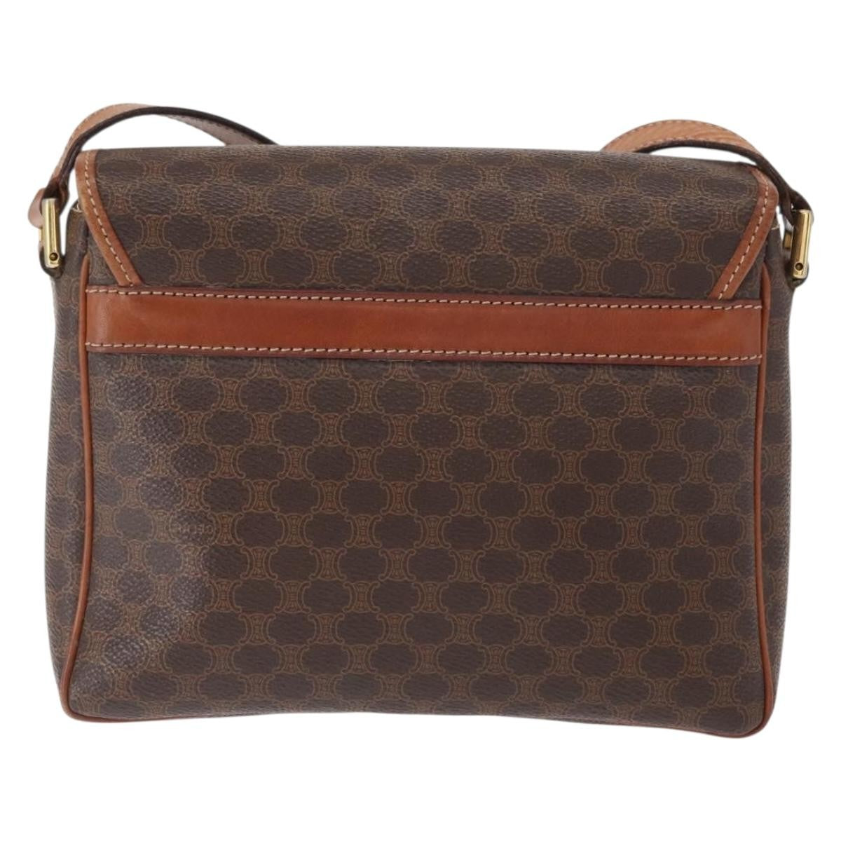 Celine Vintage Macadam Shoulder Bag Canvas and Leather, BROWN, CANVAS, Shoulder bag