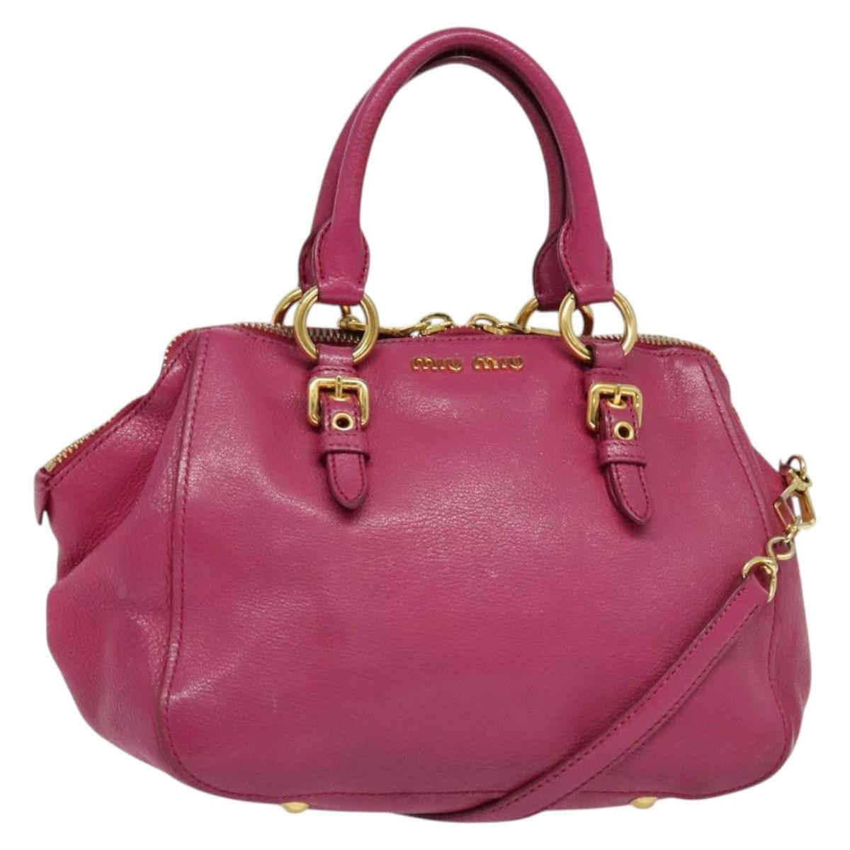 Miu Miu Madras Bowler Bag Leather, PINK, LEATHER, Handbag