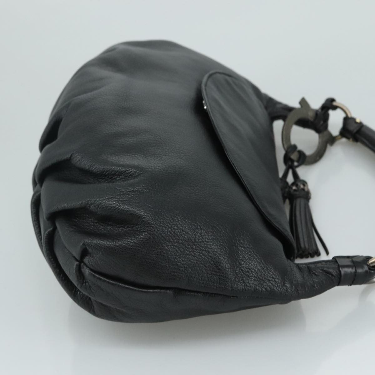 Salvatore Ferragamo Flap Handbag Leather, BLACK, LEATHER, Handbag