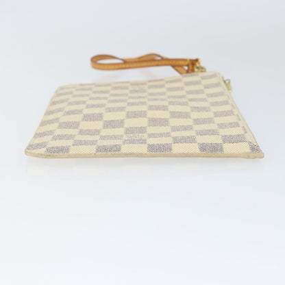 Louis Vuitton Neverfull Pochette Damier, WHITE, CANVAS, Clutche & pouche