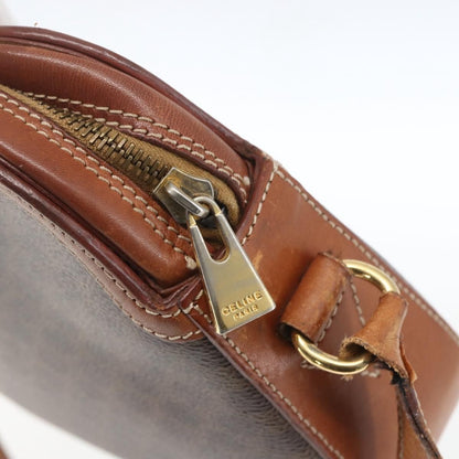 Celine Vintage Macadam Shoulder Bag Canvas and Leather, BROWN, CANVAS, Shoulder bag