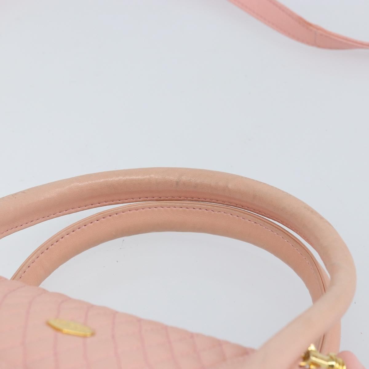 Bally Vintage Handbag Quilted Leather, PINK, LEATHER, Handbag