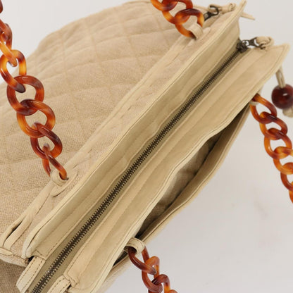 Chanel Resin Chain Handle Shoulder Bag Canvas, BEIGE, CANVAS, Shoulder bag