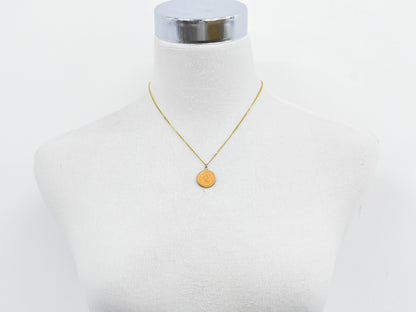 Chanel Vintage CC Round Pendant Necklace Metal, GOLD, GOLD_PLATED, Necklace
