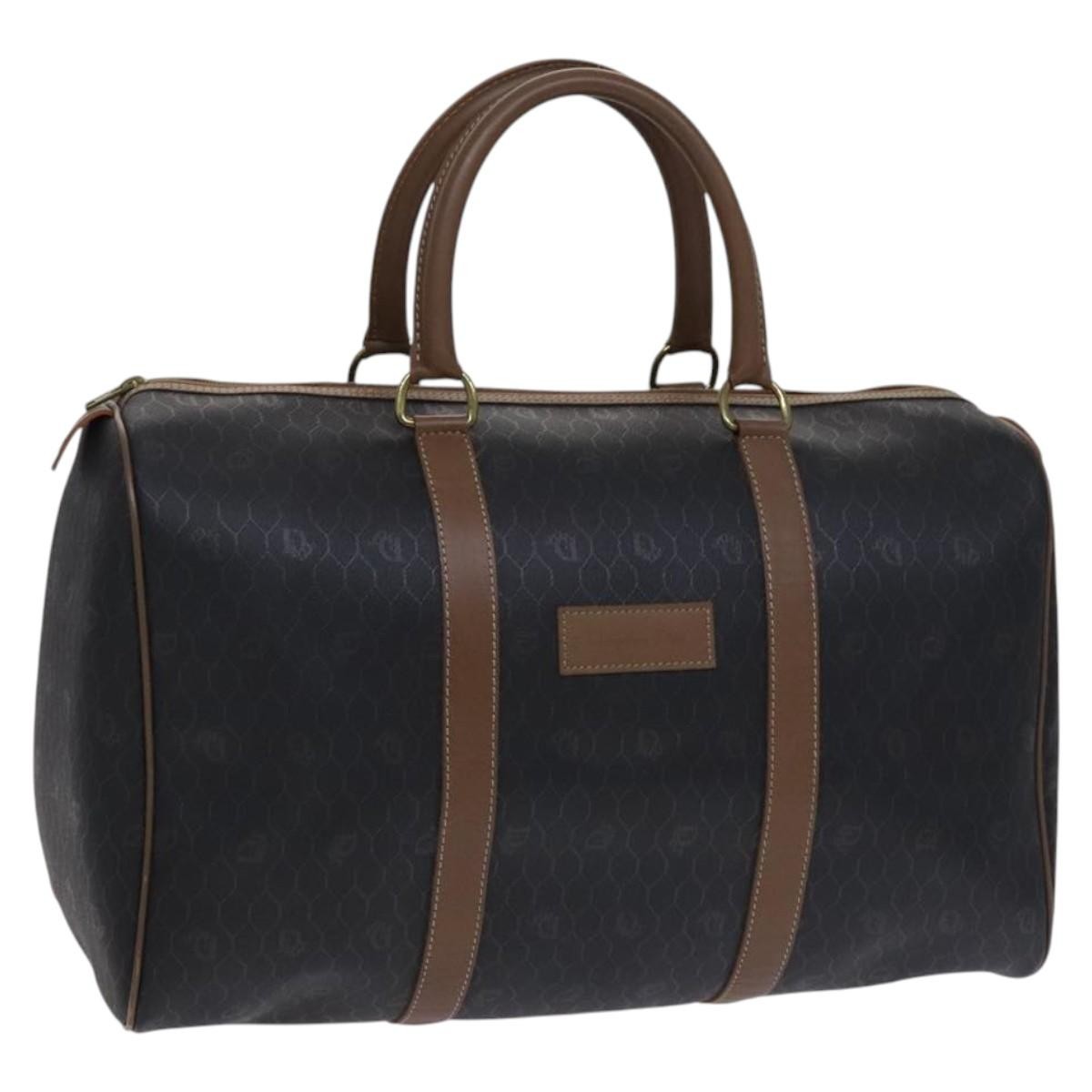 Christian Dior Vintage Honeycomb Handbag Canvas Leather, BLACK, CANVAS, Handbag