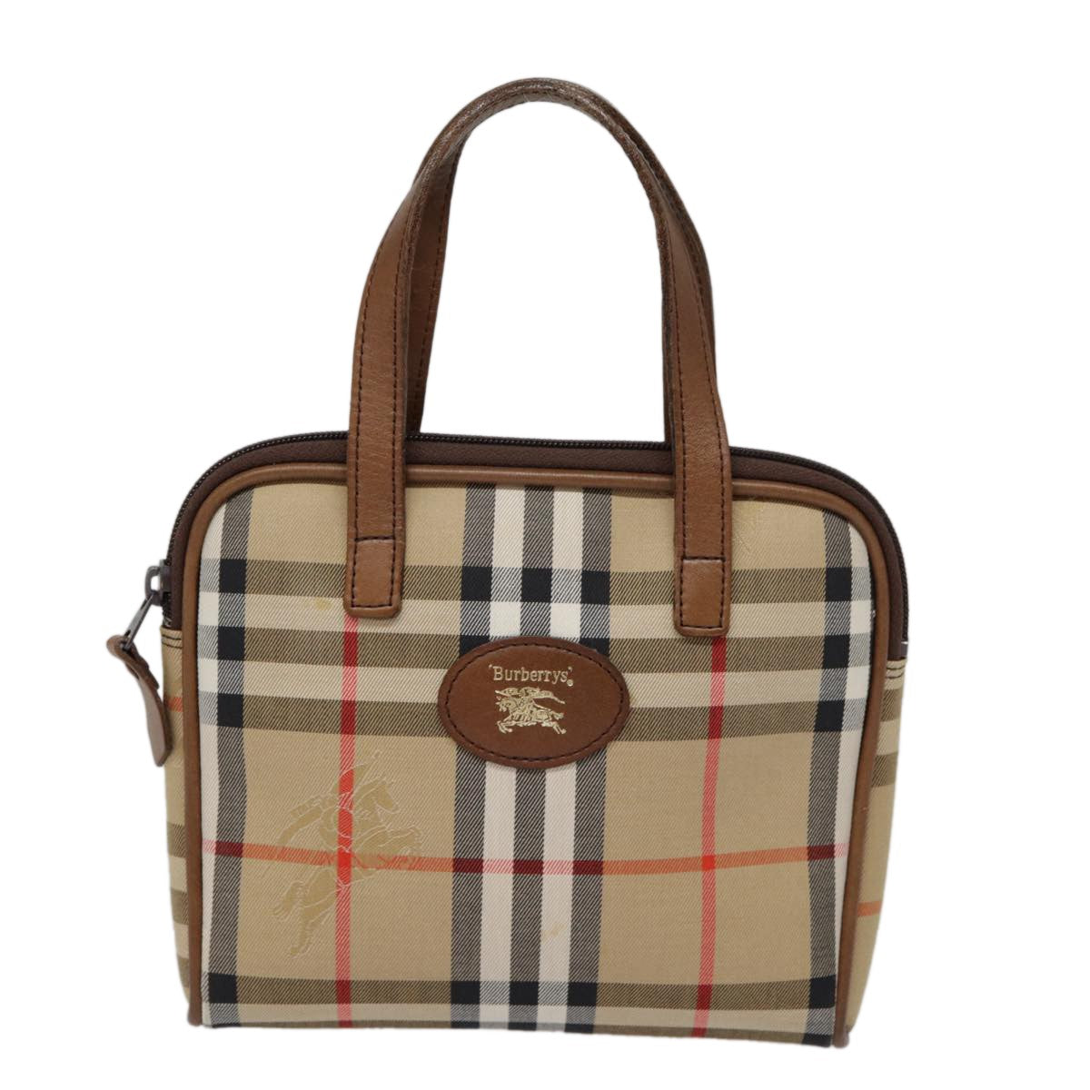 Burberry Nova Check Bowling Bag Canvas, BEIGE, CANVAS, Handbag