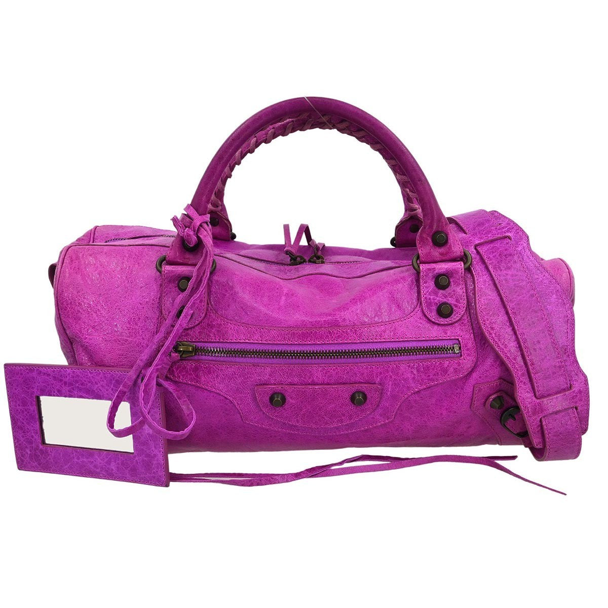 Balenciaga Twiggy Classic Studs Bag Leather, PURPLE, LEATHER, Handbag