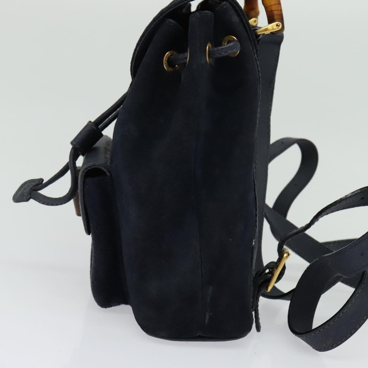 Gucci Gucci bamboo backpack daim, NAVY, SUEDE, Backpack
