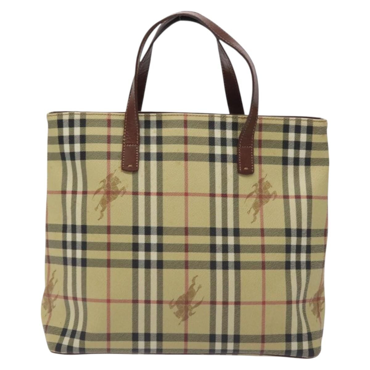 Burberry Top Handle Tote Haymarket Coated Canvas, BEIGE, PVC, Tote bag