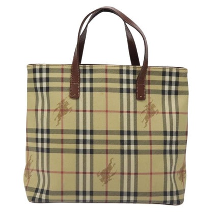 Burberry Top Handle Tote Haymarket Coated Canvas, BEIGE, PVC, Tote bag
