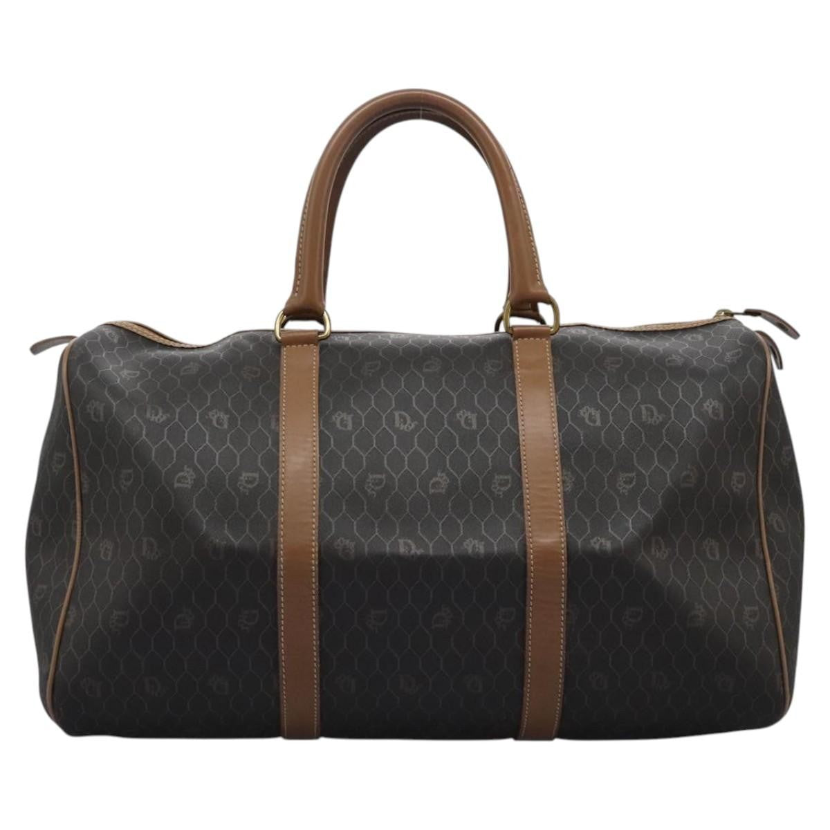 Christian Dior Vintage Honeycomb Boston bag Canvas and Leather, BLACK, PVC, Travel bag