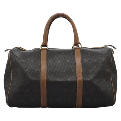 Christian Dior Vintage Honeycomb Boston bag Canvas and Leather, BLACK, PVC, Travel bag