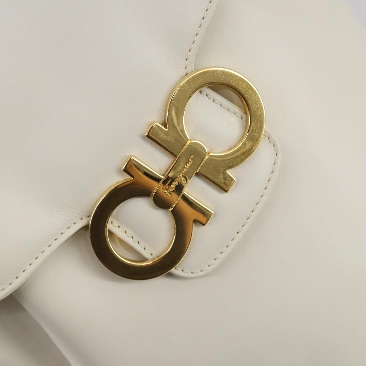 Salvatore Ferragamo Gancini Backpack Leather, WHITE, LEATHER, Backpack