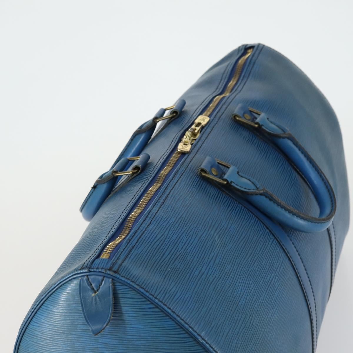 Louis Vuitton Keepall Bag Epi Leather, BLUE, LEATHER, Travel bag