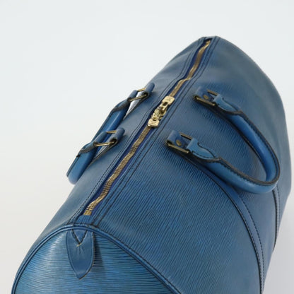 Louis Vuitton Keepall Bag Epi Leather, BLUE, LEATHER, Travel bag