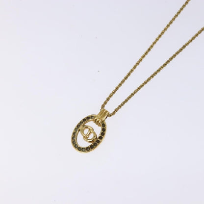 Christian Dior CD Round Pendant Necklace Metal and Crystals, GOLD, METAL, Necklace