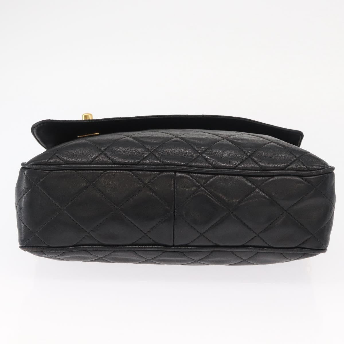 Chanel CC Chain & Tassel Front Pocket Camera Bag Quilted Lambskin, BLACK, LEATHER, Shoulder bag