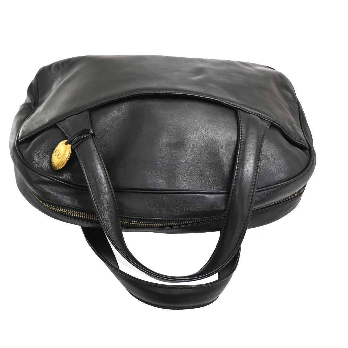 Christian Dior Vintage CD Handbag Leather, BLACK, LEATHER, Handbag