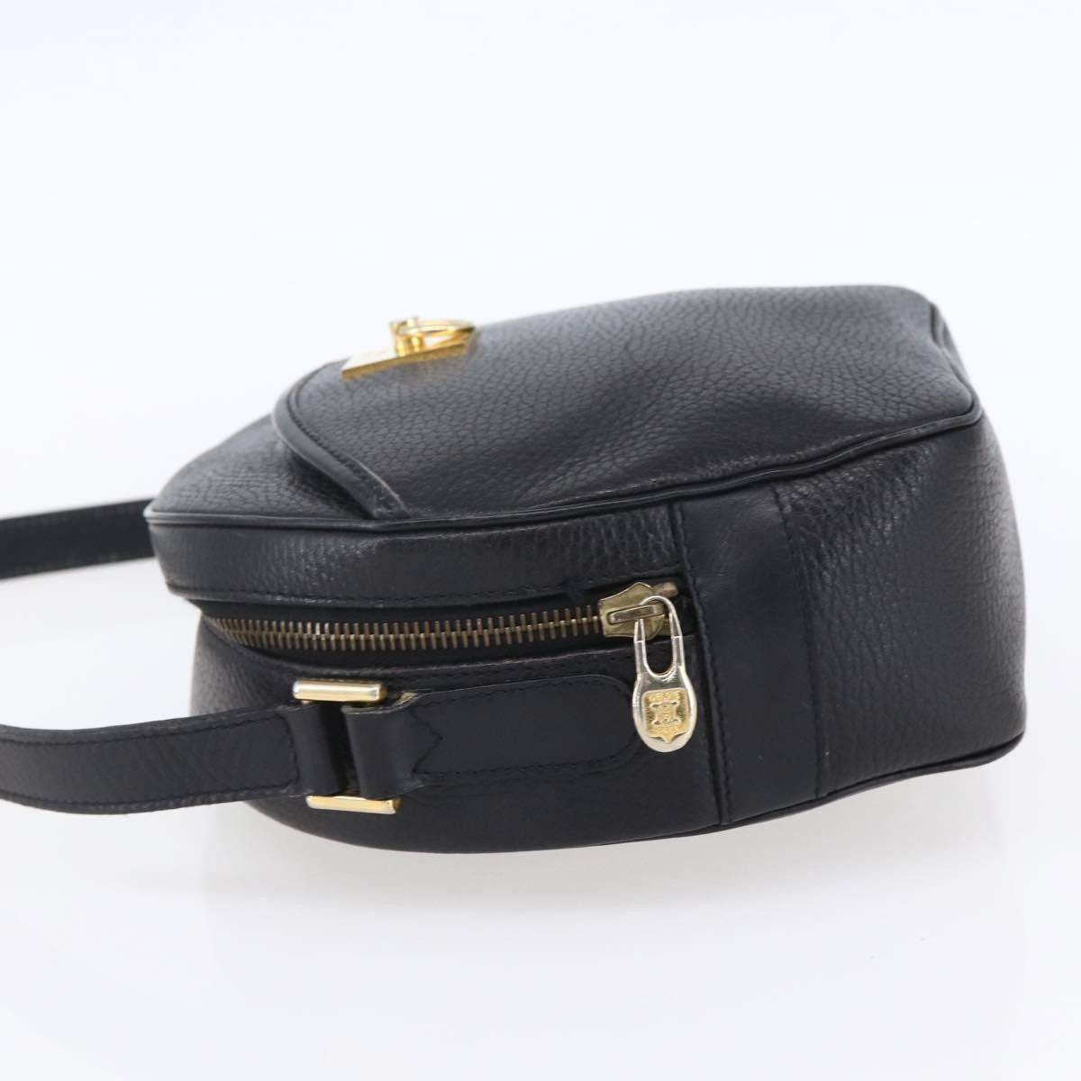 Celine Vintage Triomphe Shoulder Bag Leather, BLACK, LEATHER, Shoulder bag