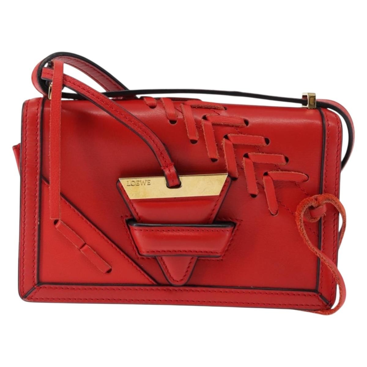 Loewe Barcelona Shoulder Bag Leather, RED, LEATHER, Shoulder bag