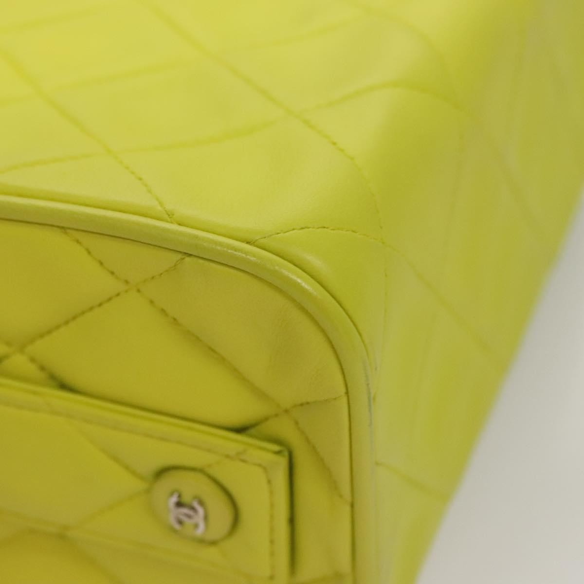Chanel Vintage Metal Box Bag Quilted Lambskin, YELLOW, LEATHER, Handbag