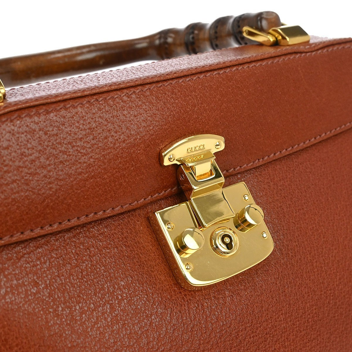 Gucci Lady Lock Bamboo Top Handle Bag Leather, BROWN, LEATHER, Handbag