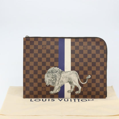 Louis Vuitton Pochette Jour Limited Edition Chapman Savane Damier, BROWN, CANVAS, Clutche & pouche
