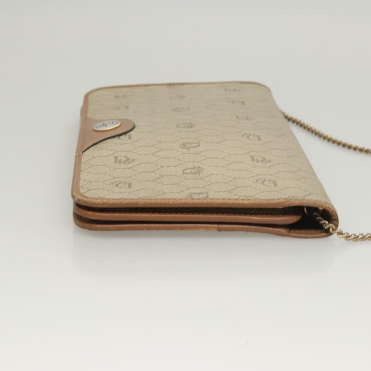 Christian Dior Vintage Honeycomb chain Canvas, BEIGE, CANVAS, Handbag