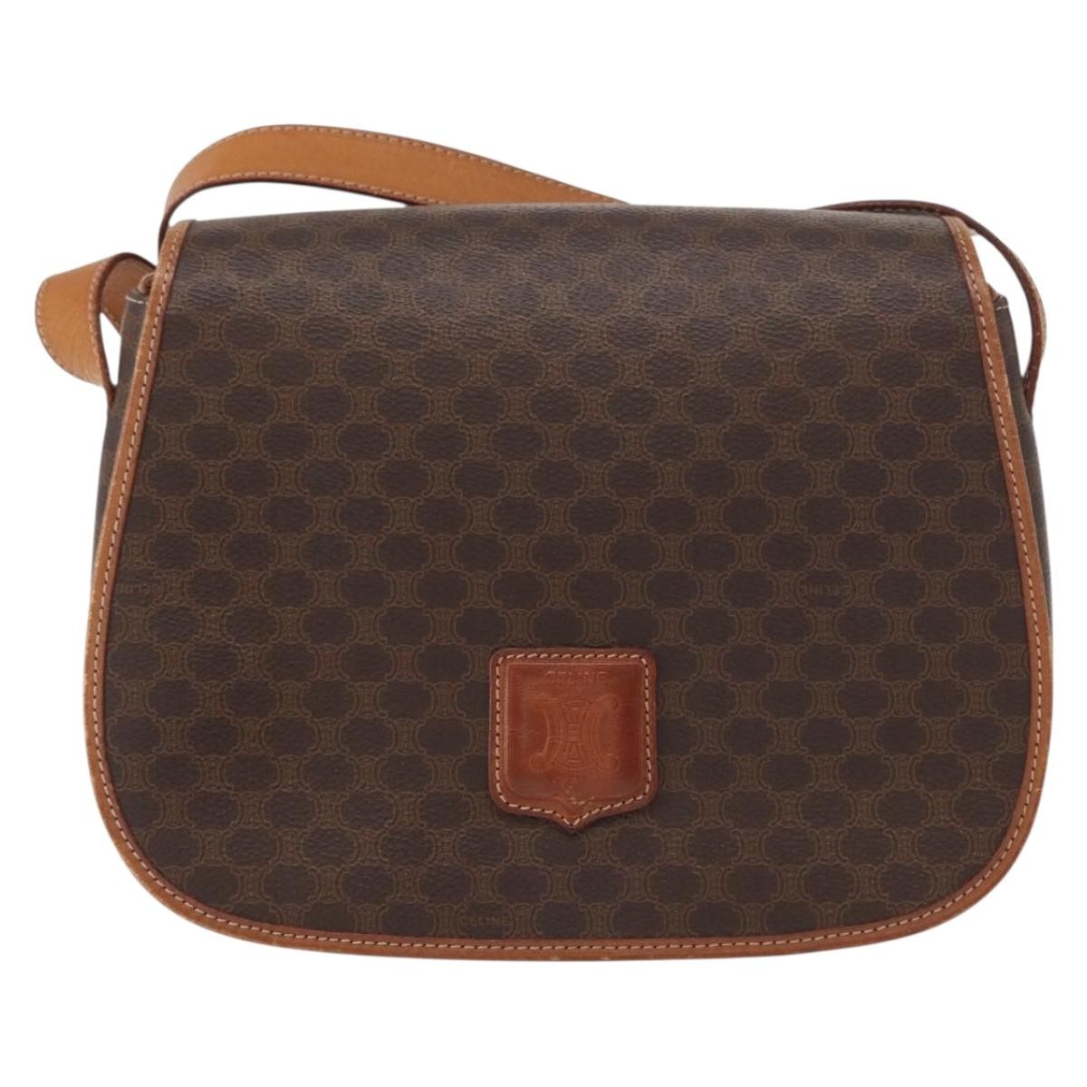 Celine Macadam Shoulder Bag Canvas, BROWN, CANVAS, Shoulder bag