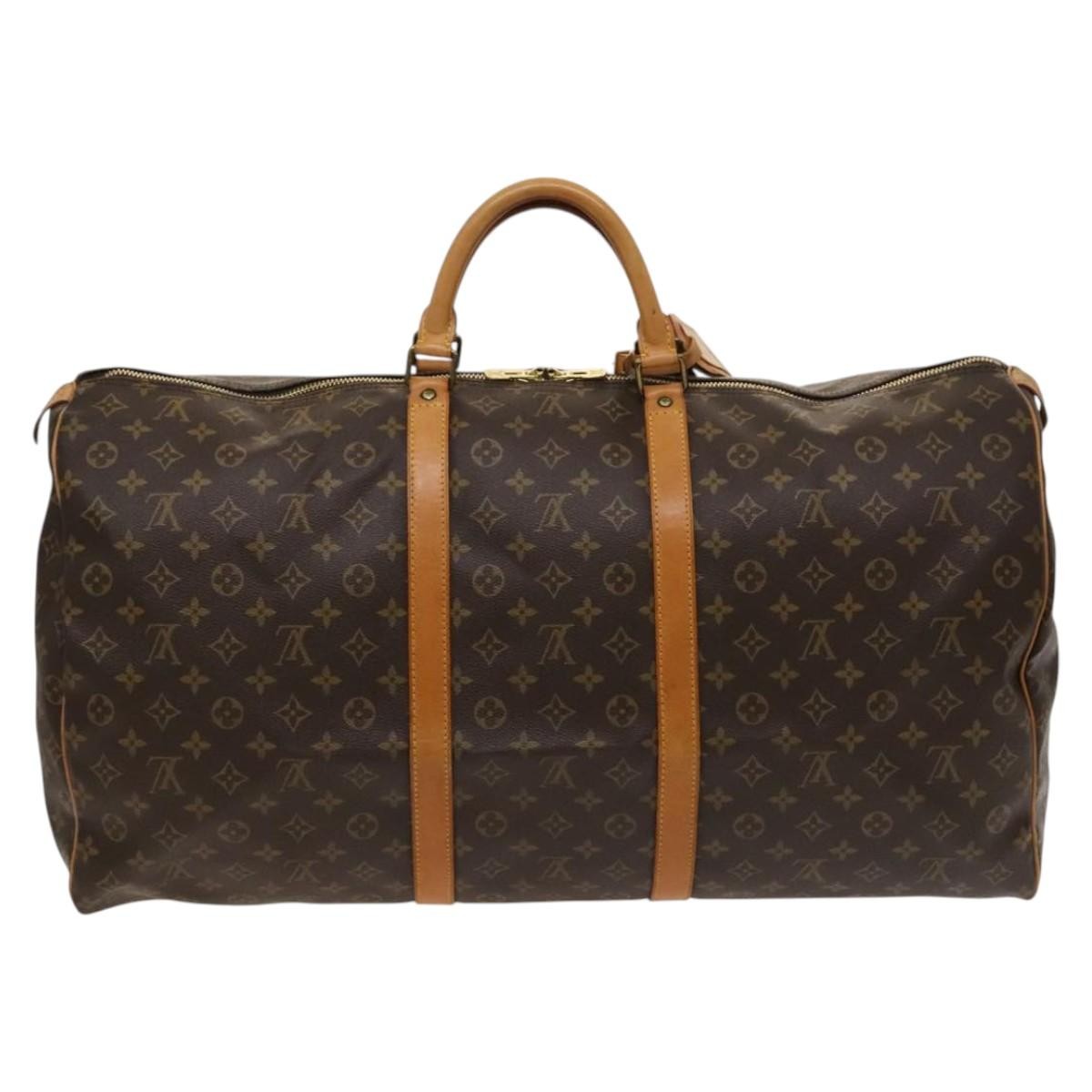Louis Vuitton Keepall Bag Monogram Canvas, BROWN, CANVAS, Travel bag
