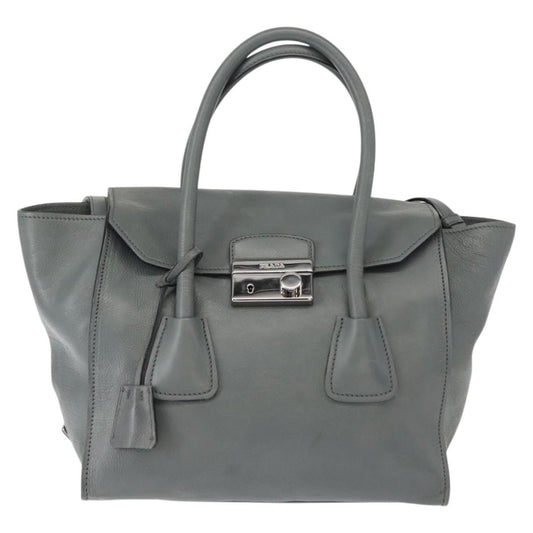 Prada Twin Pocket Lock Flap Tote Glace Calf, GRAY, LEATHER, Tote bag