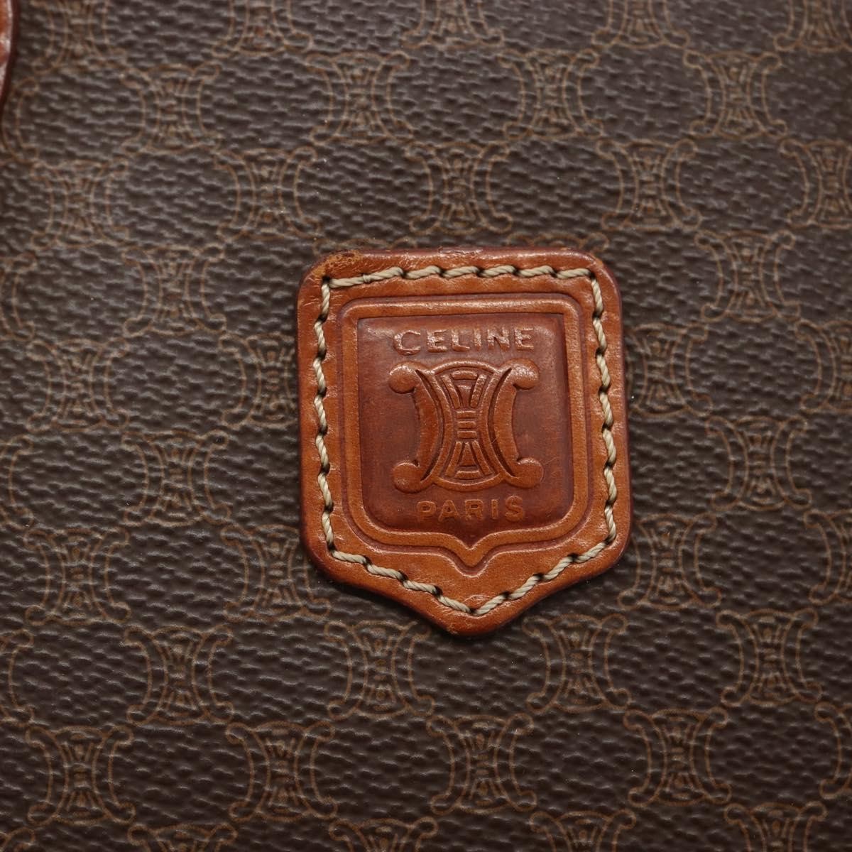 Celine Vintage Macadam Handbag Canvas and Leather, BROWN, CANVAS, Handbag