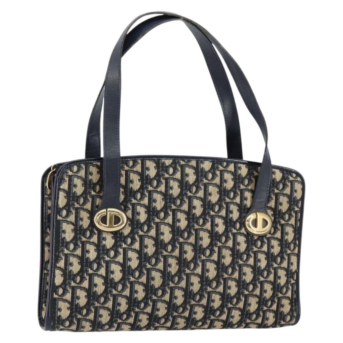Christian Dior Vintage CD Trotter Handbag Canvas, NAVY, CANVAS, Handbag