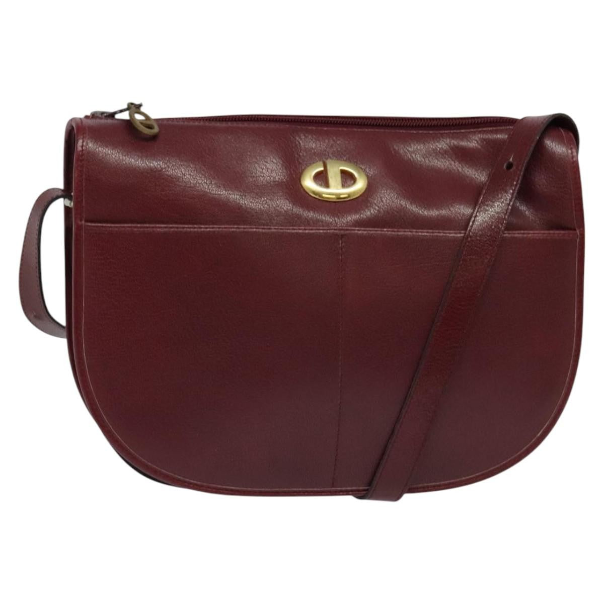 Christian Dior CD Shoulder bag Leather, BURGUNDY, LEATHER, Shoulder bag