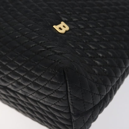 Bally Vintage Chain Shoulder Bag Quilted Leather, BLACK, LEATHER, Shoulder bag