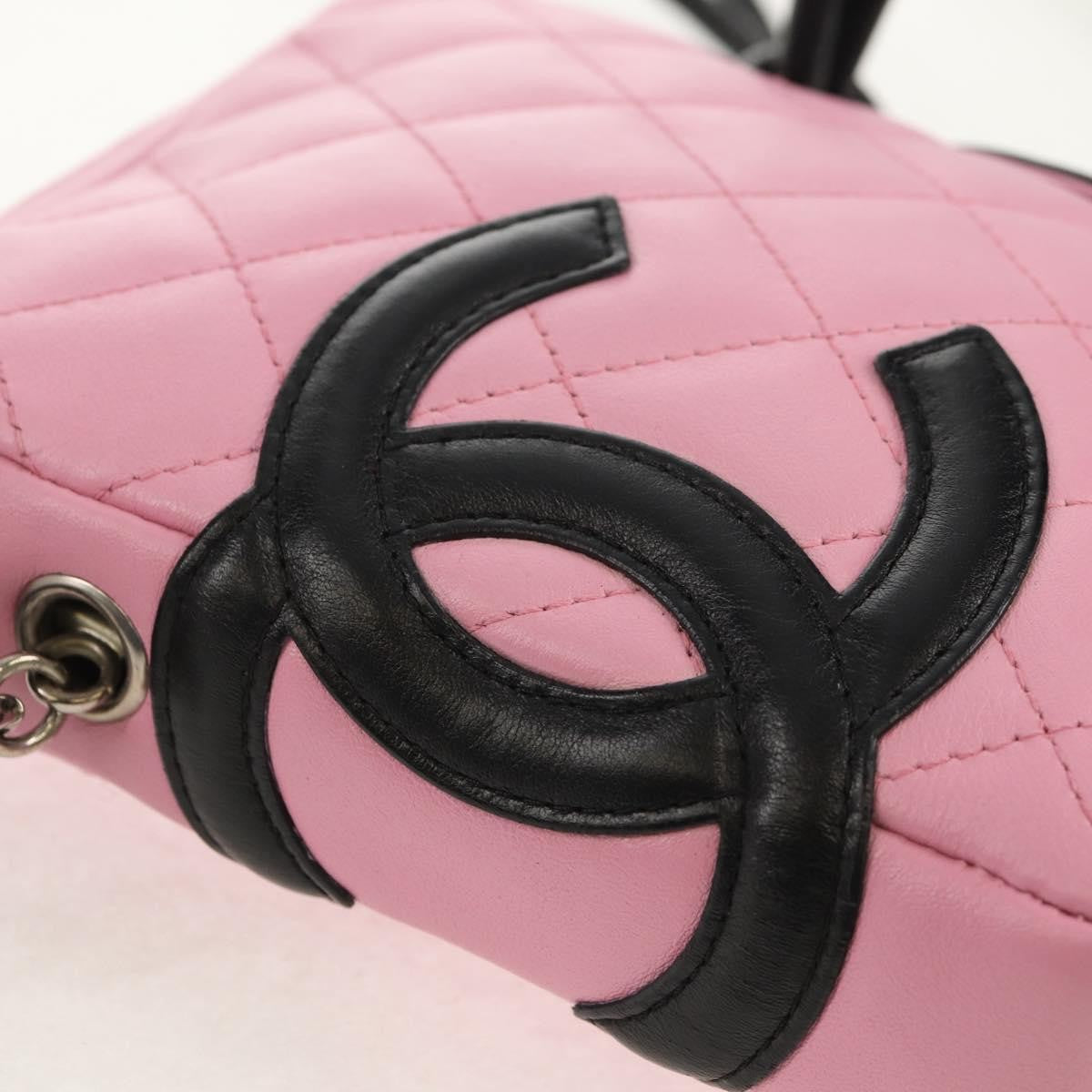 Chanel Cambon Zip Pouch Quilted Leather, PINK, LEATHER, Clutche & pouche
