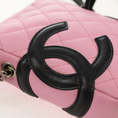 Chanel Cambon Zip Pouch Quilted Leather, PINK, LEATHER, Clutche & pouche