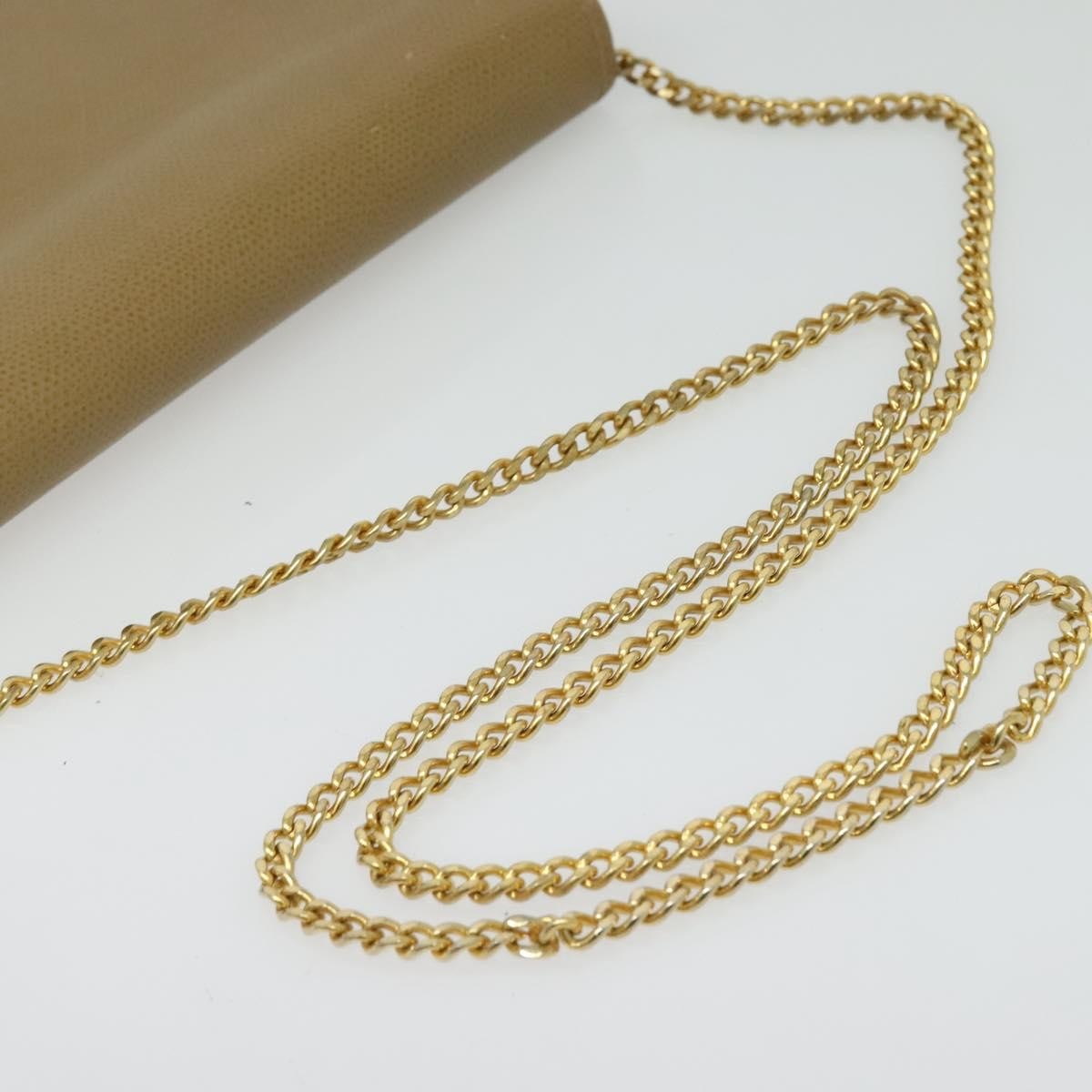 Christian Dior Vintage Chain Flap Shoulder Bag Leather, BEIGE, LEATHER, Shoulder bag