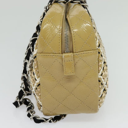 Chanel Camera Case Bag Woven Stitch Patent, BEIGE, PATENT_LEATHER, Crossbody bag