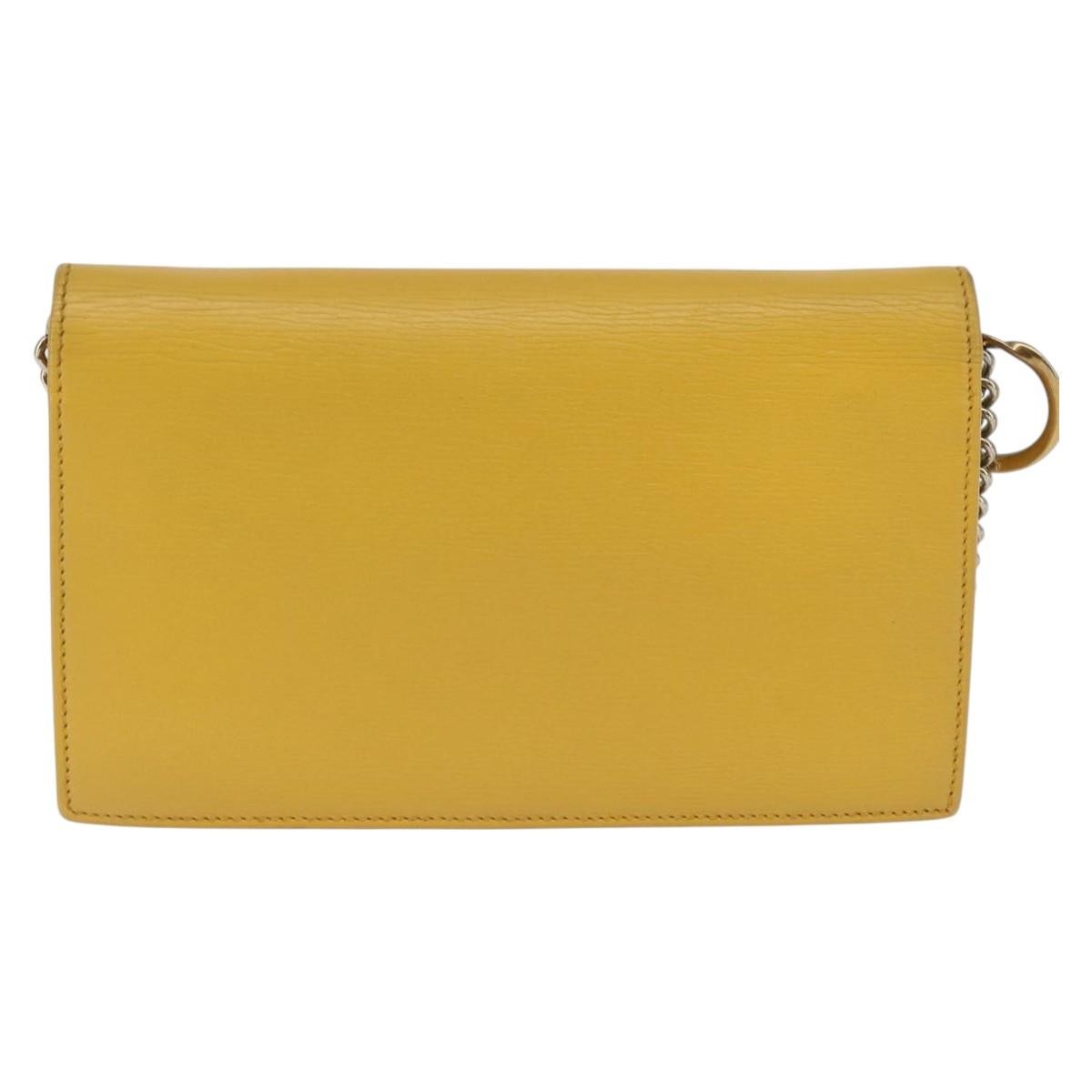 Gucci Betty Chain Wallet Leather, YELLOW, LEATHER, Clutche & pouche