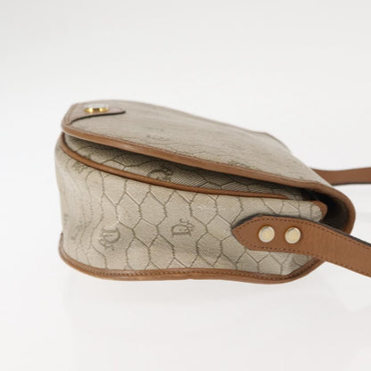 Christian Dior Vintage Honeycomb Flap Crossbody Bag Coated Canvas, BEIGE, CANVAS, Crossbody bag
