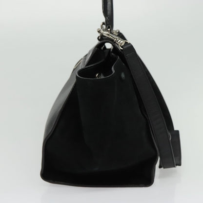 Celine Trapeze Bag Leather with Suede, BLACK, LEATHER, Handbag