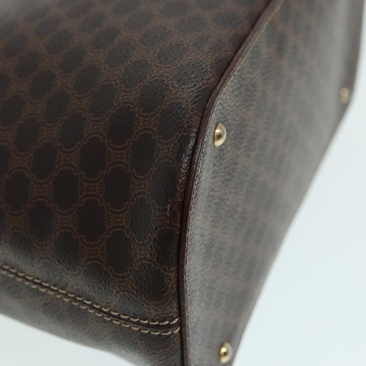 Celine Vintage Macadam Handbag Canvas, BROWN, CANVAS, Handbag