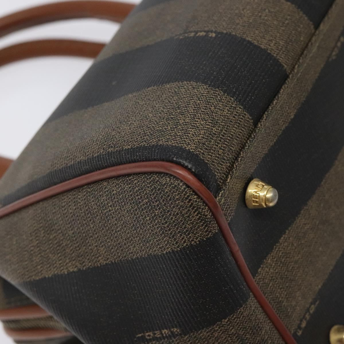 Fendi Vintage Pequin Boston Bag Coated Canvas, BROWN, CANVAS, Handbag