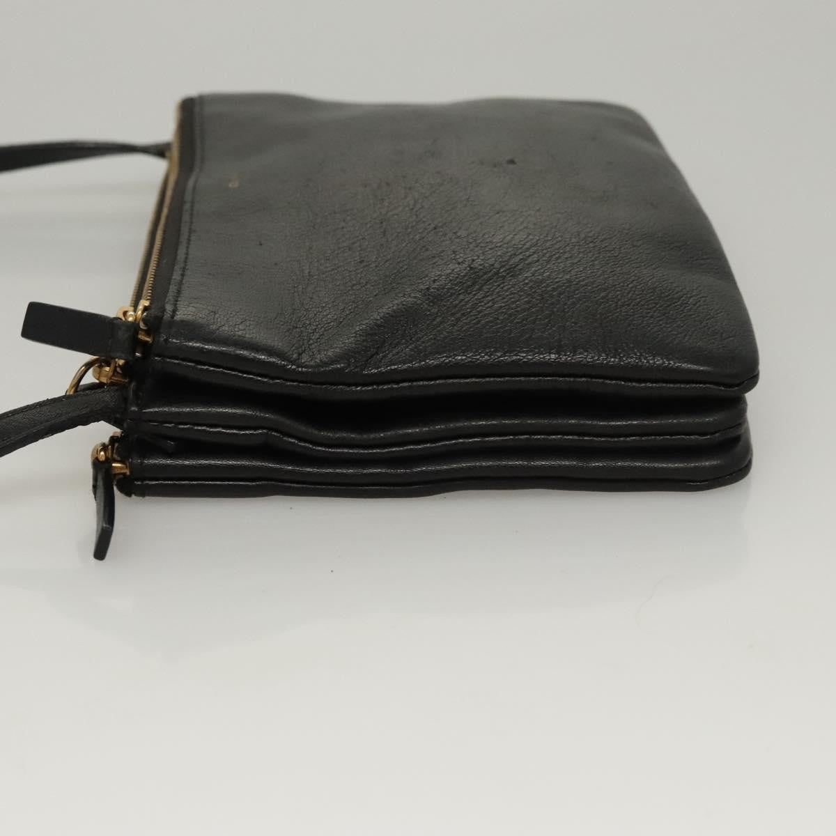 Celine Trio Crossbody Bag Leather, BLACK, LEATHER, Crossbody bag
