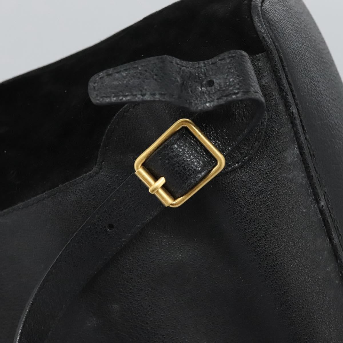 Gucci Vintage Bamboo Backpack Suede and Leather, Black, Suede, Backpack